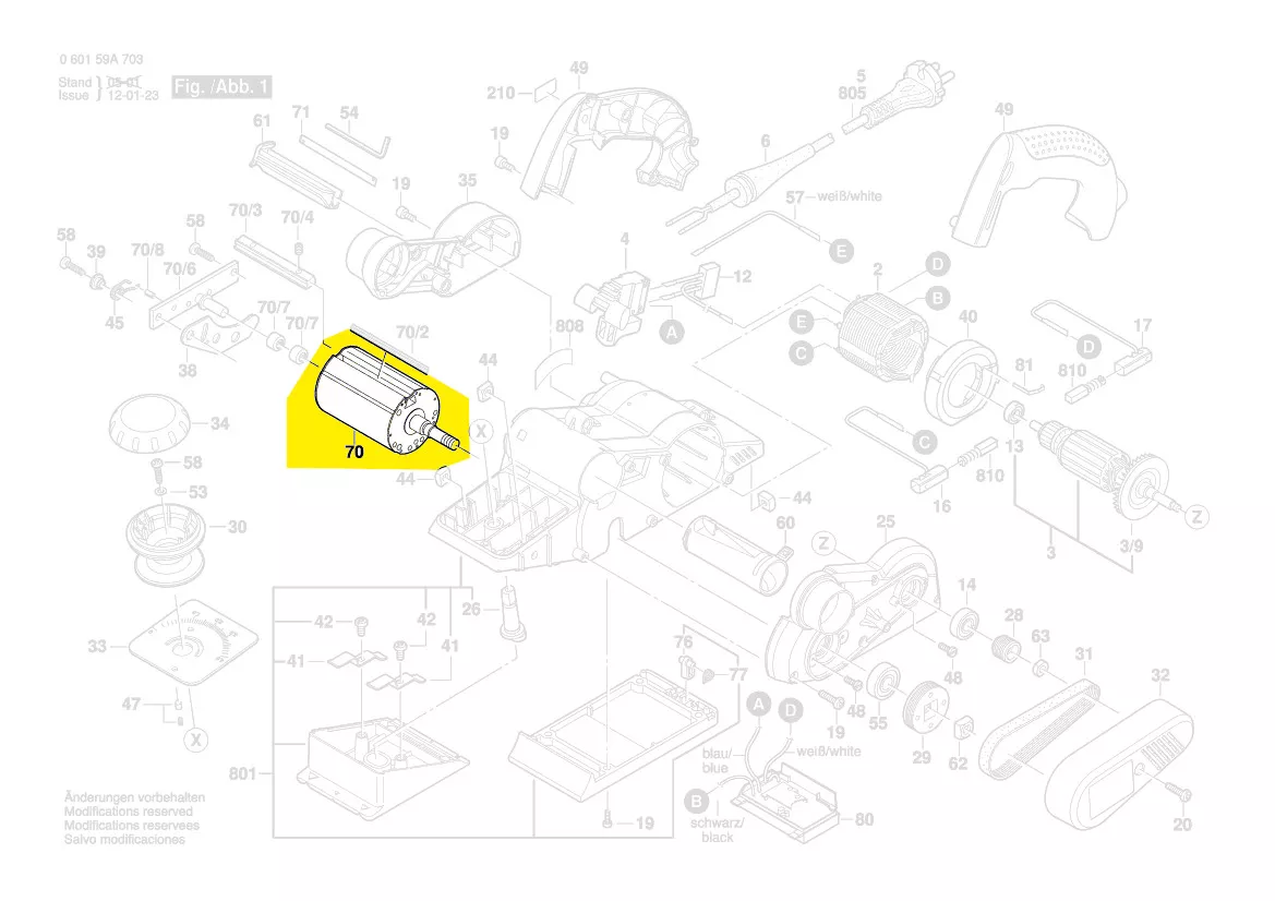 Tête de rabot réf. 2 608 584 683 BOSCH